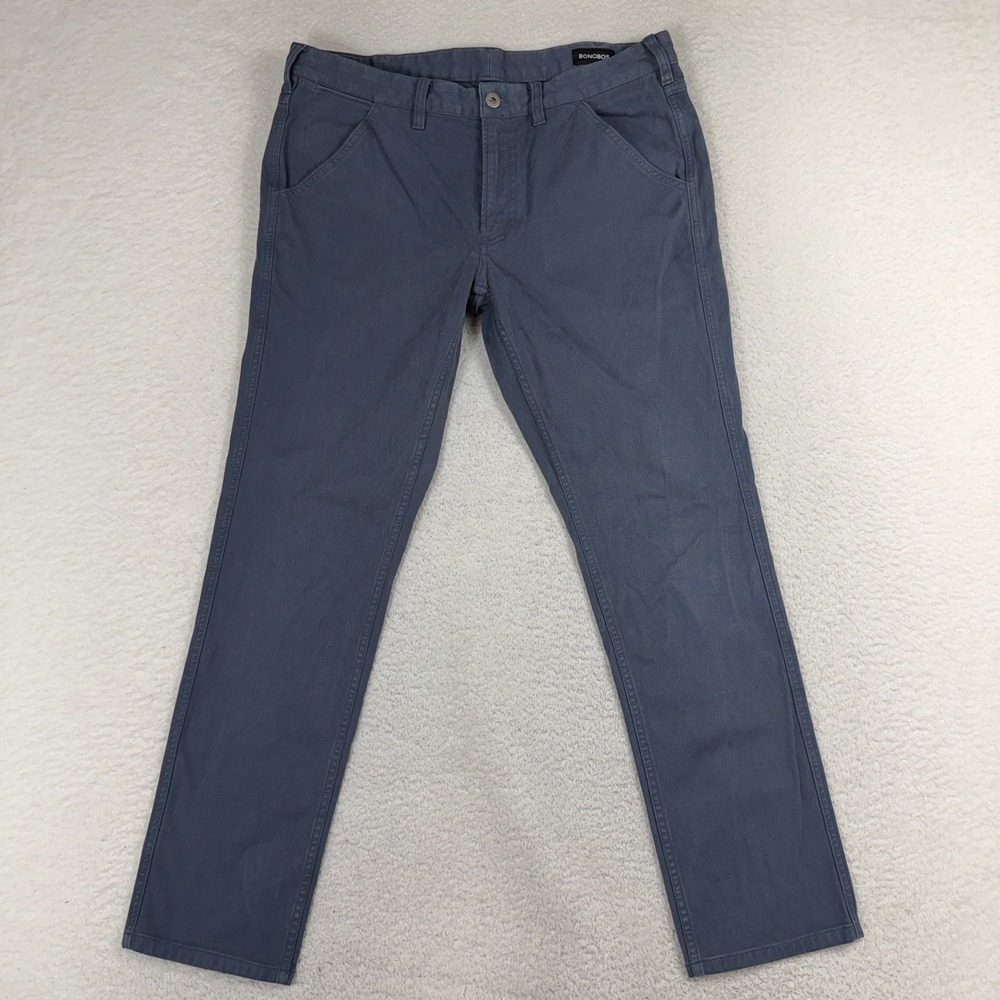 Bonobos Pant Men's 33x30 (33x28) Grey Blue Cotton Chino Straight Preppy Career
